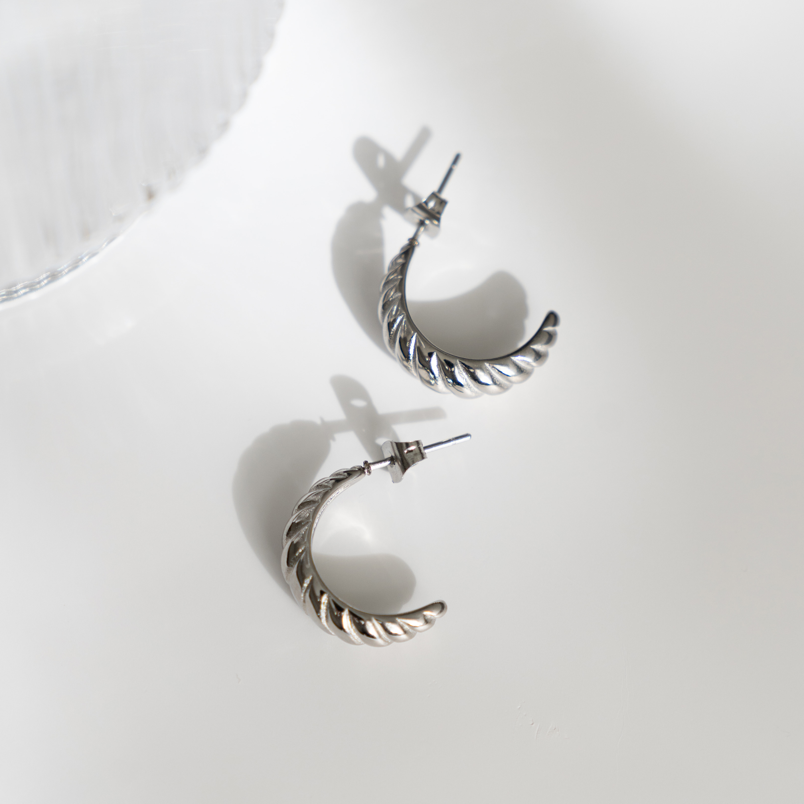 Petite Croissant Earrings - Silver - Ocean Girl Art