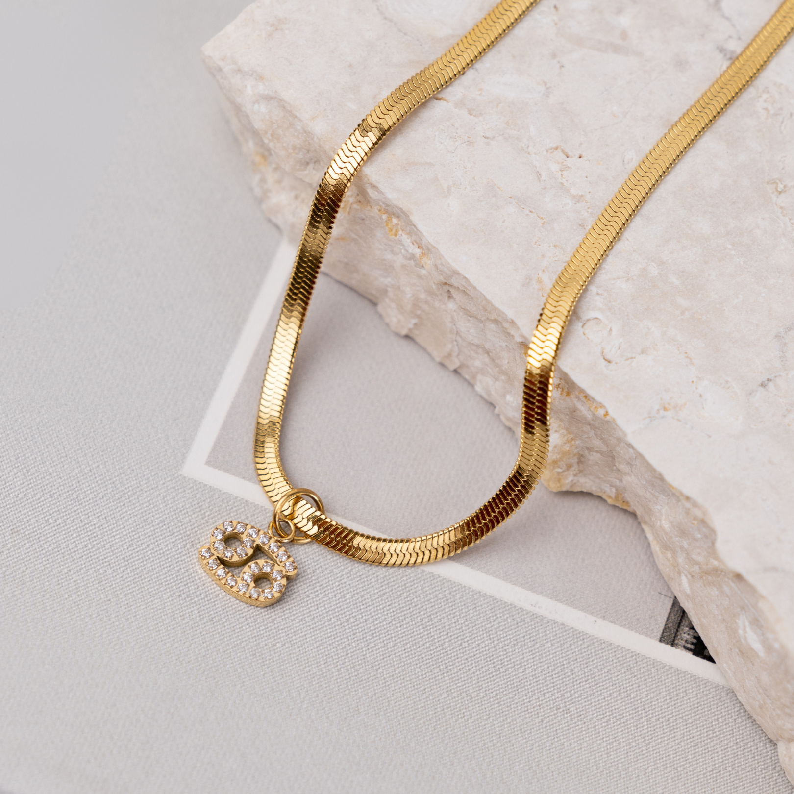 Zodiac Star Sign Necklace - Snake Chain Necklace - Ocean Girl Art