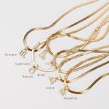 Zodiac Star Sign Necklace - Snake Chain Necklace - Ocean Girl Art