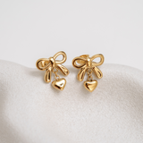 Lovely Heart & Bow Earrings