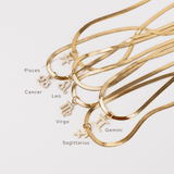 Zodiac Star Sign Necklace - Snake Chain Necklace - Ocean Girl Art