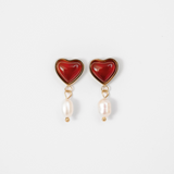 Pinot Heart & Pearl Earrings
