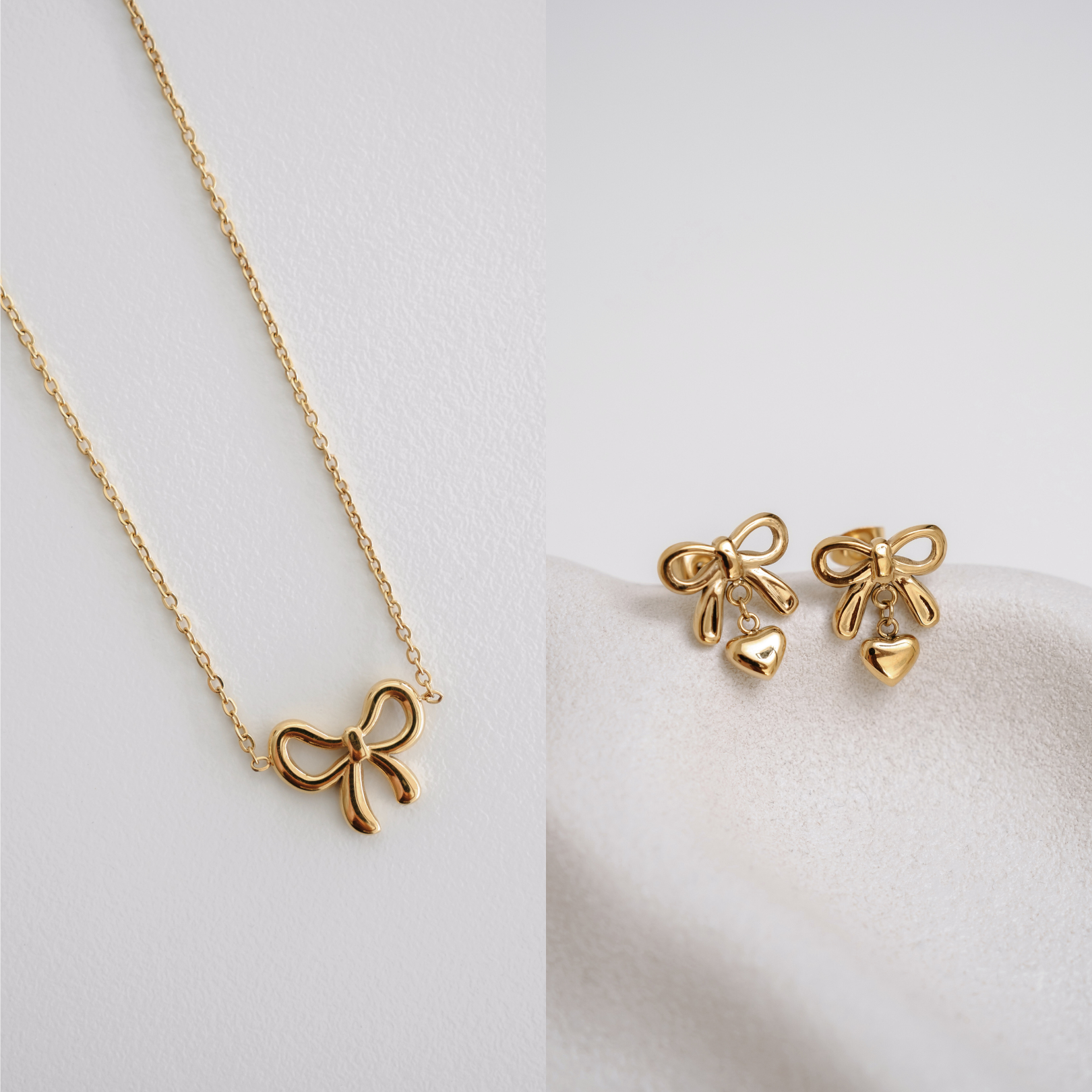 The Lovely Jewellery Set - Gold Necklace and Earrings Set