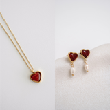The Pinot Hearts Set - Necklace and Earrings Jewellery Set