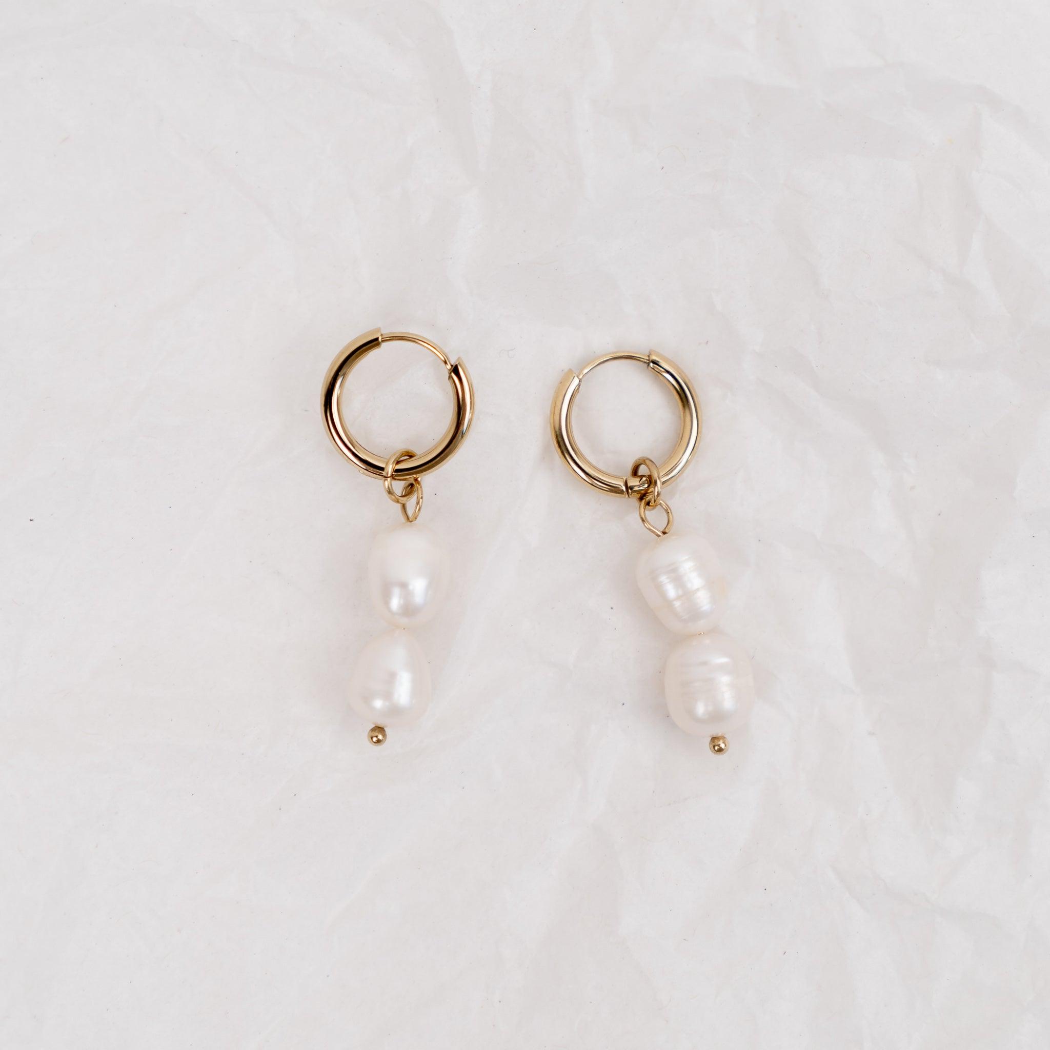 Airlie Pearl Huggie Earrings - Ocean Girl Art