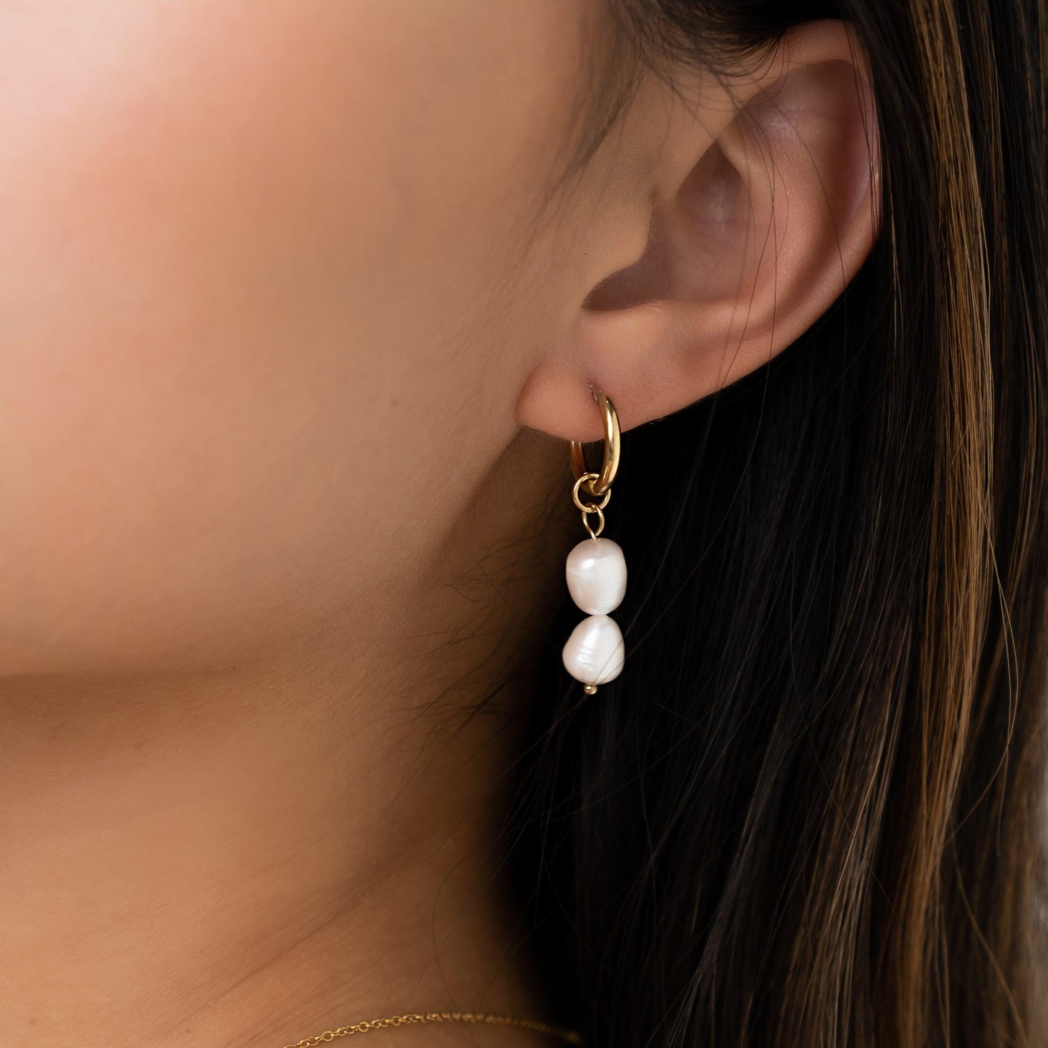 Airlie Pearl Huggie Earrings - Ocean Girl Art