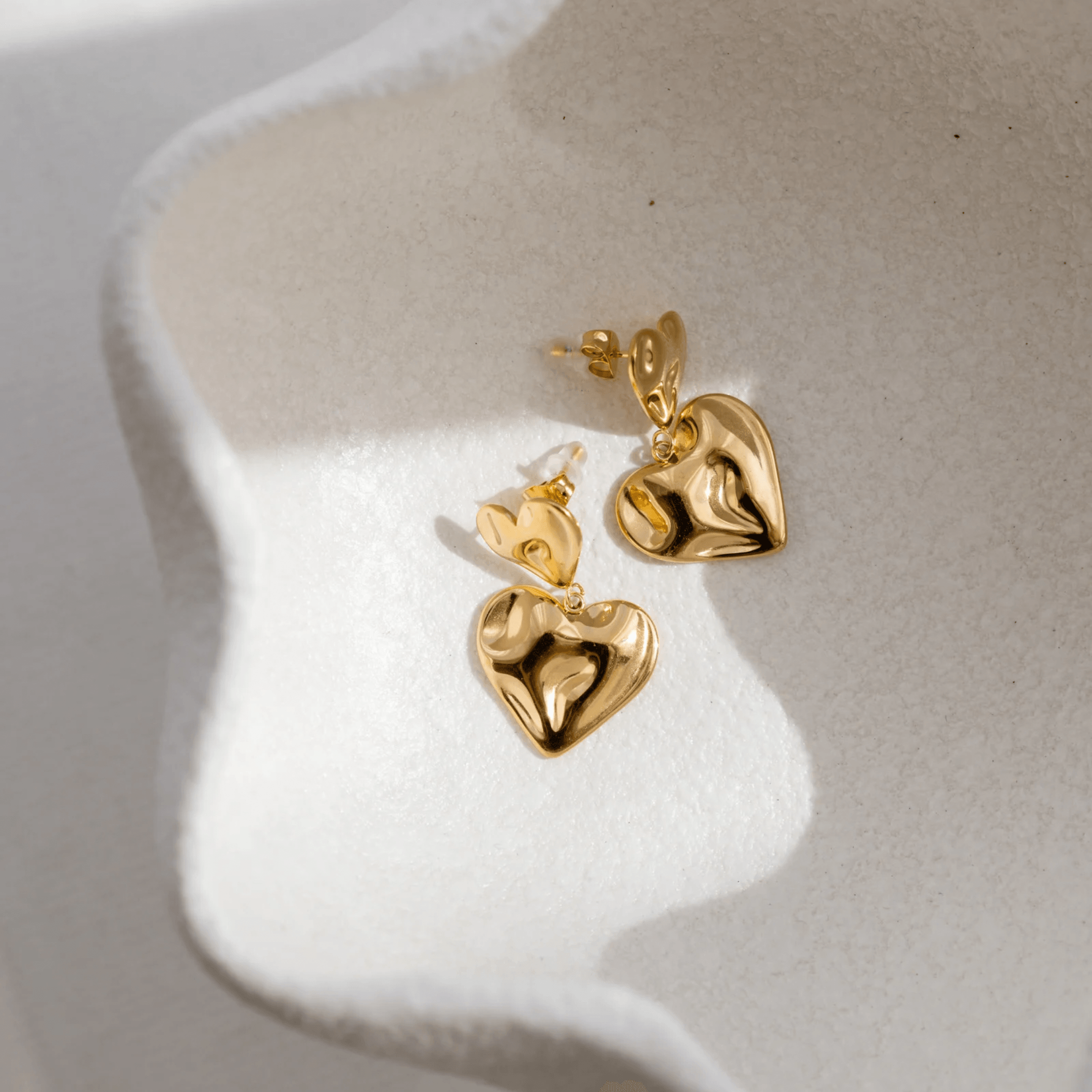 Asmara Heart Earrings - Gold - Ocean Girl Art