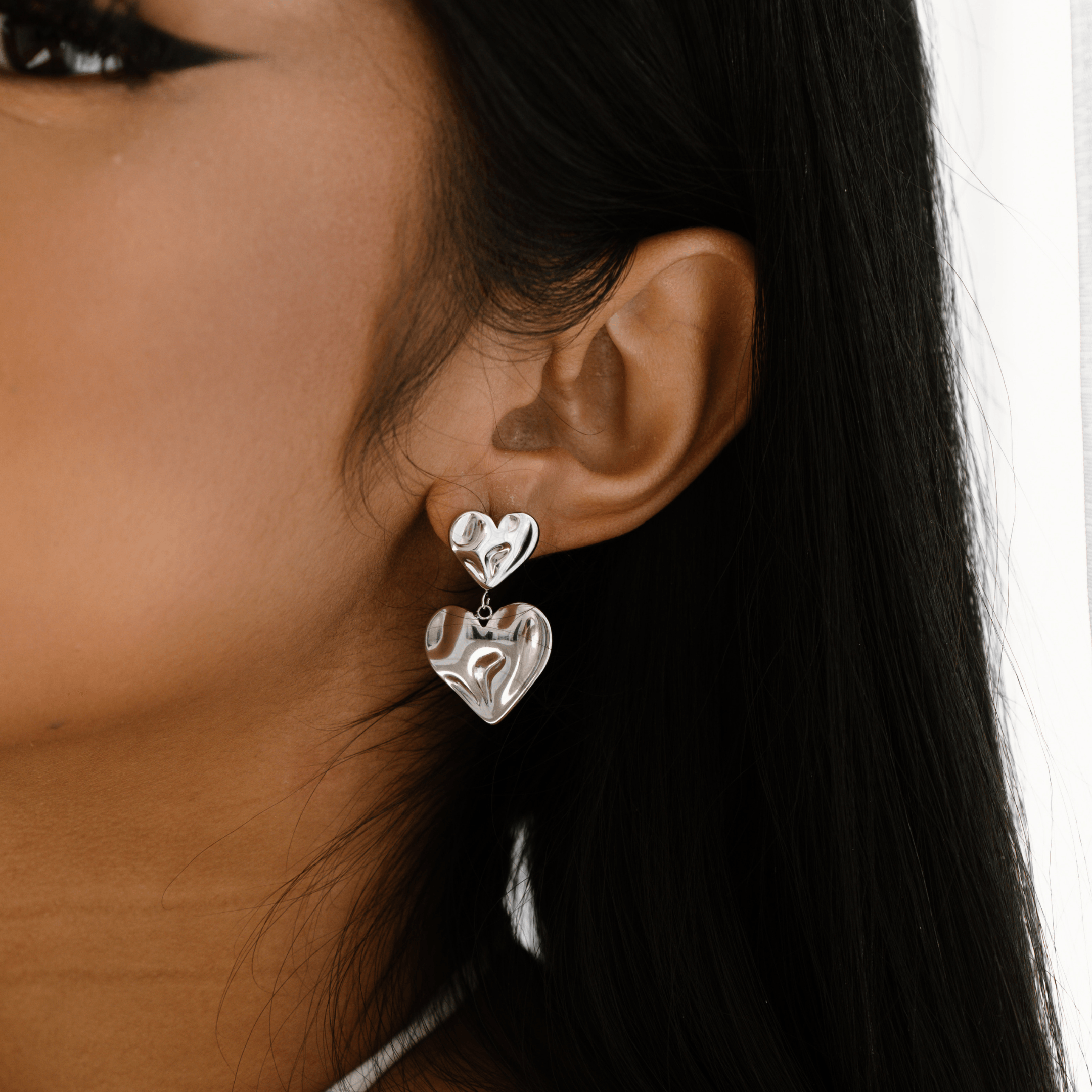 Asmara Heart Earrings - Silver - Ocean Girl Art