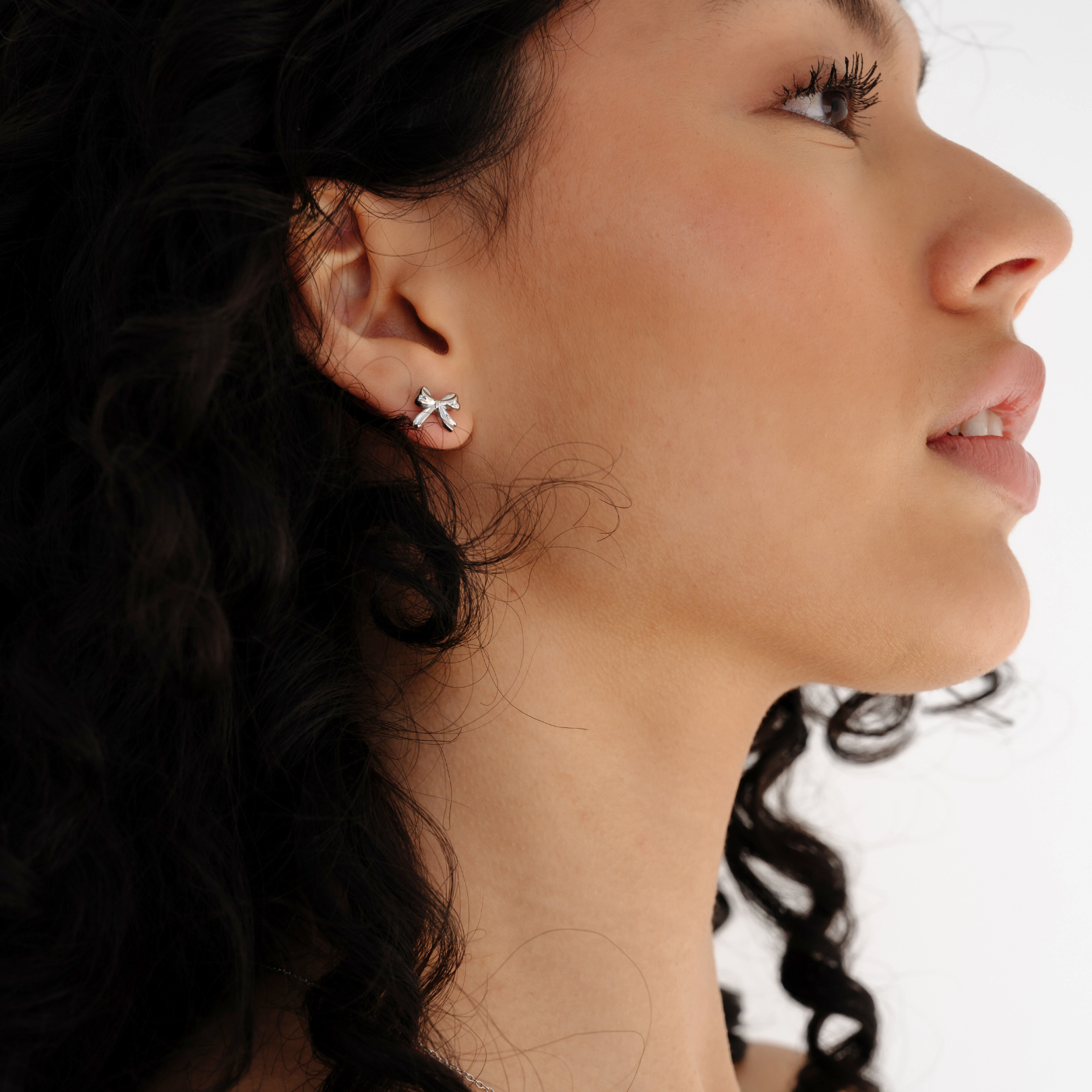 Baby Bow Stud Earrings - Silver - Ocean Girl Art