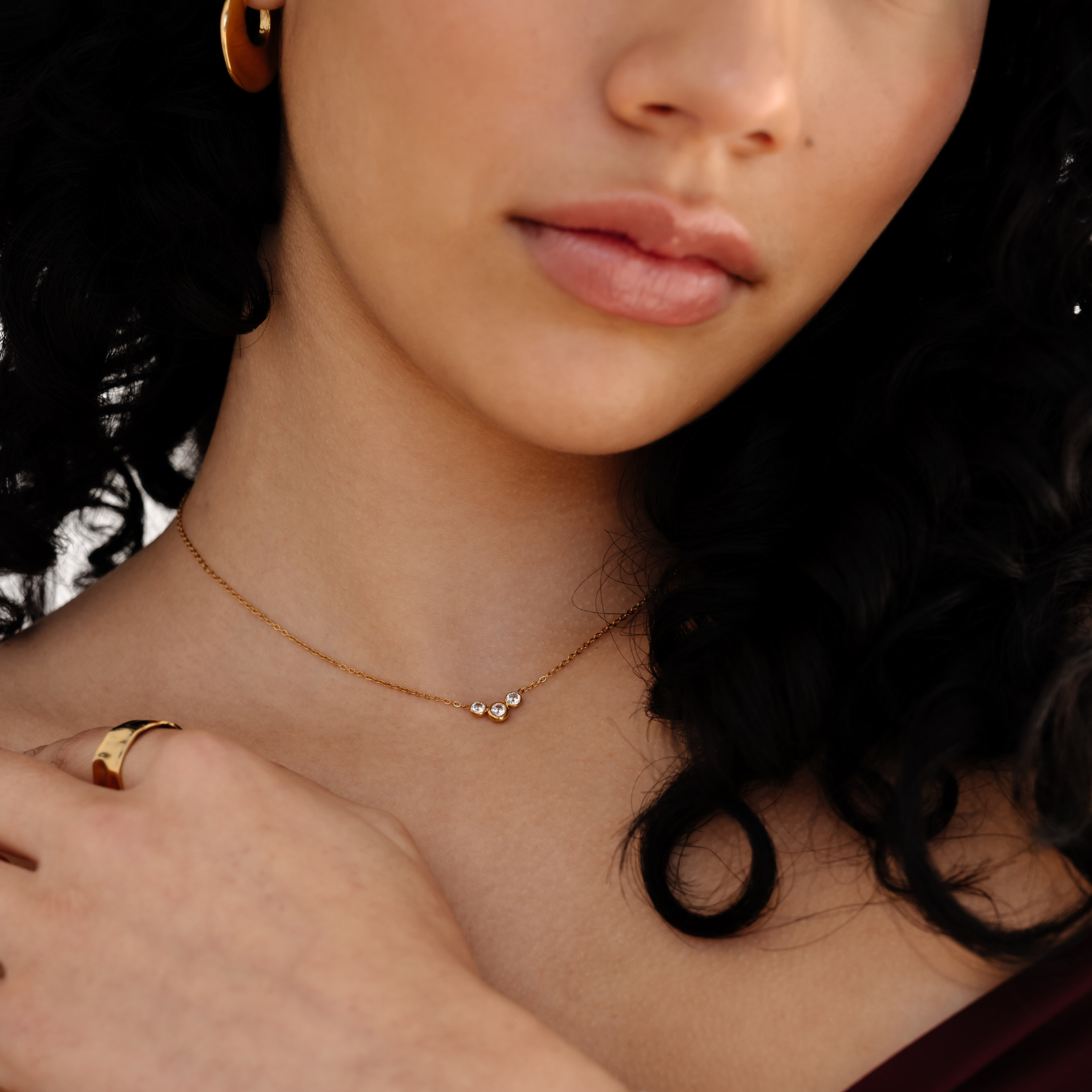 Bit of Bubbly Necklace - Gold Chain - Dainty Gemstone Necklace - Ocean Girl Art