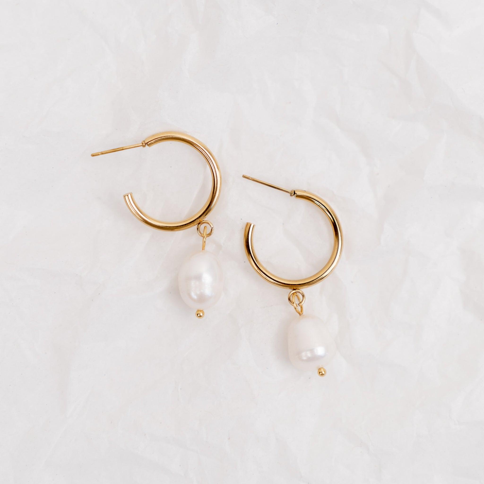 Brighton Pearl Hoop Earrings - Ocean Girl Art