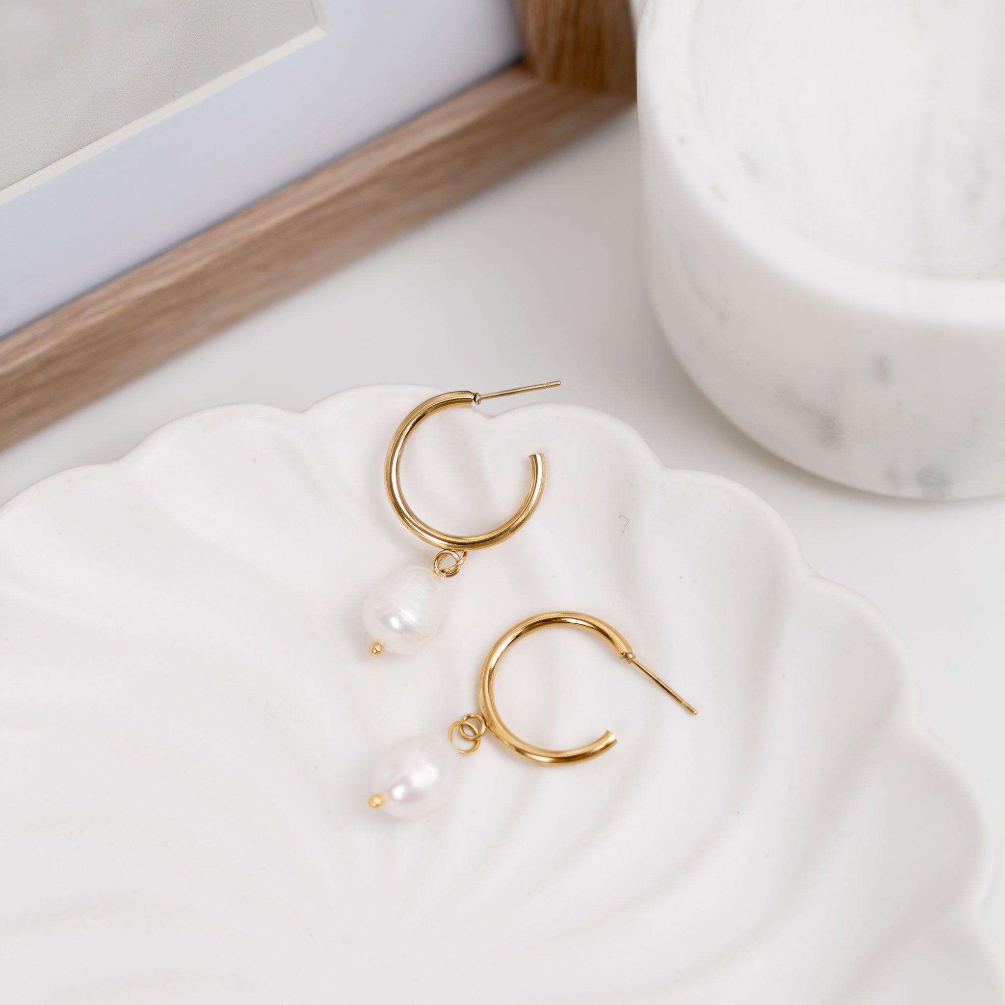 Brighton Pearl Hoop Earrings - Ocean Girl Art