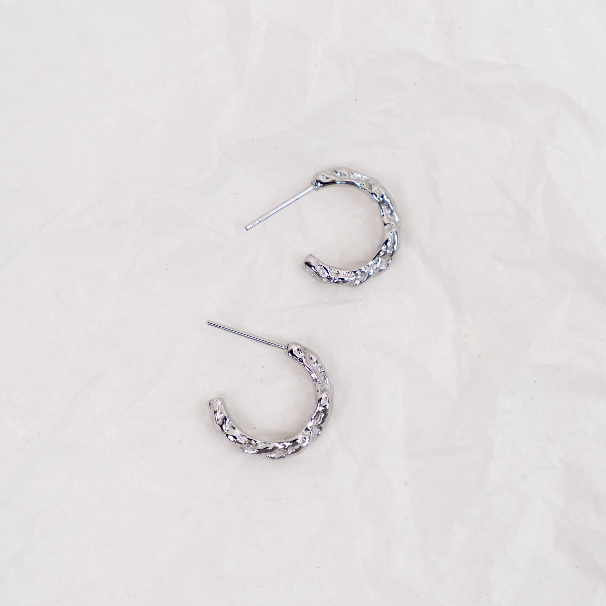 Coral Hoops - Silver - Ocean Girl Art