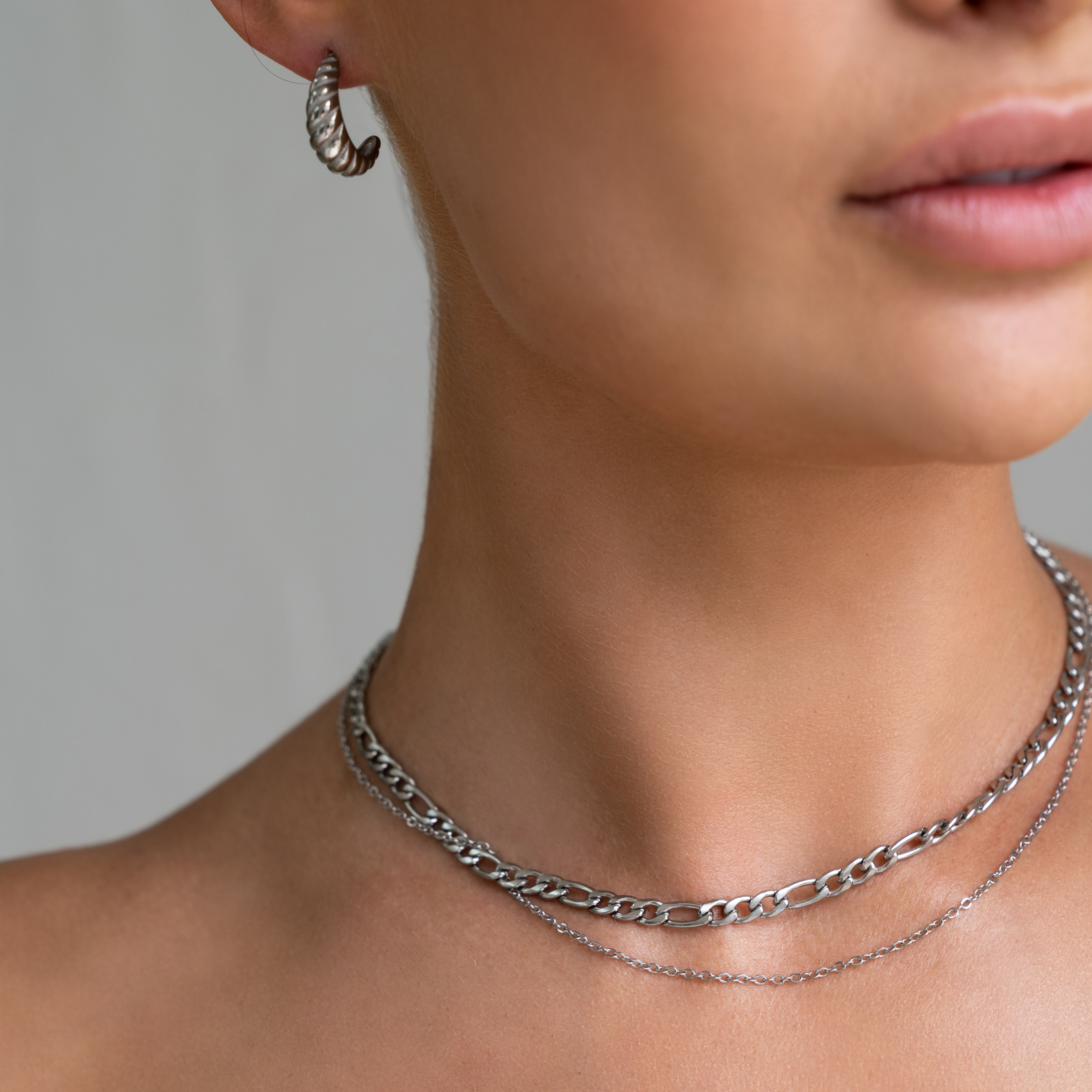 Double Chain Necklace - Silver - Ocean Girl Art