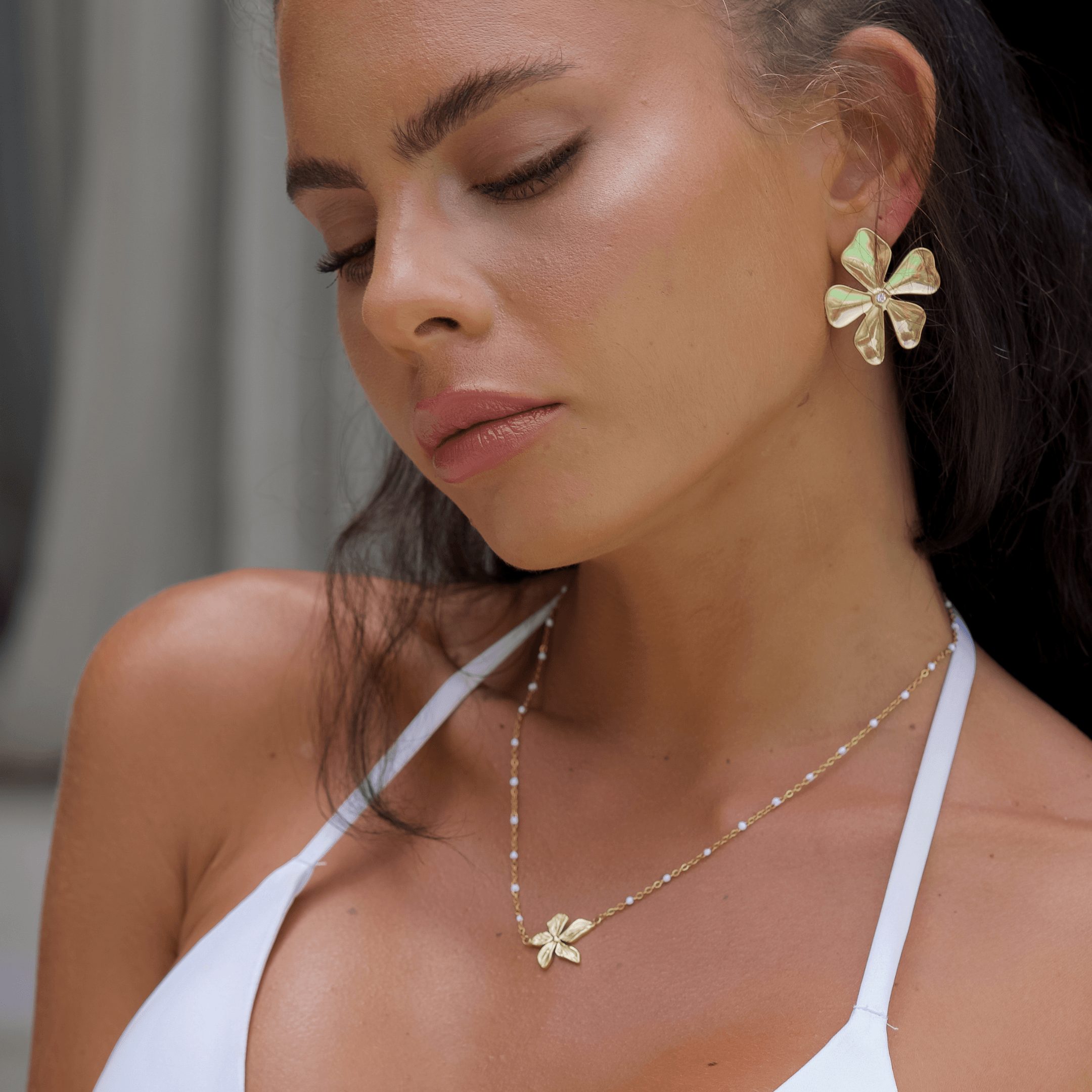 Melati Flower Necklace - flower, Gold, Pendant Necklace - Ocean Girl Art