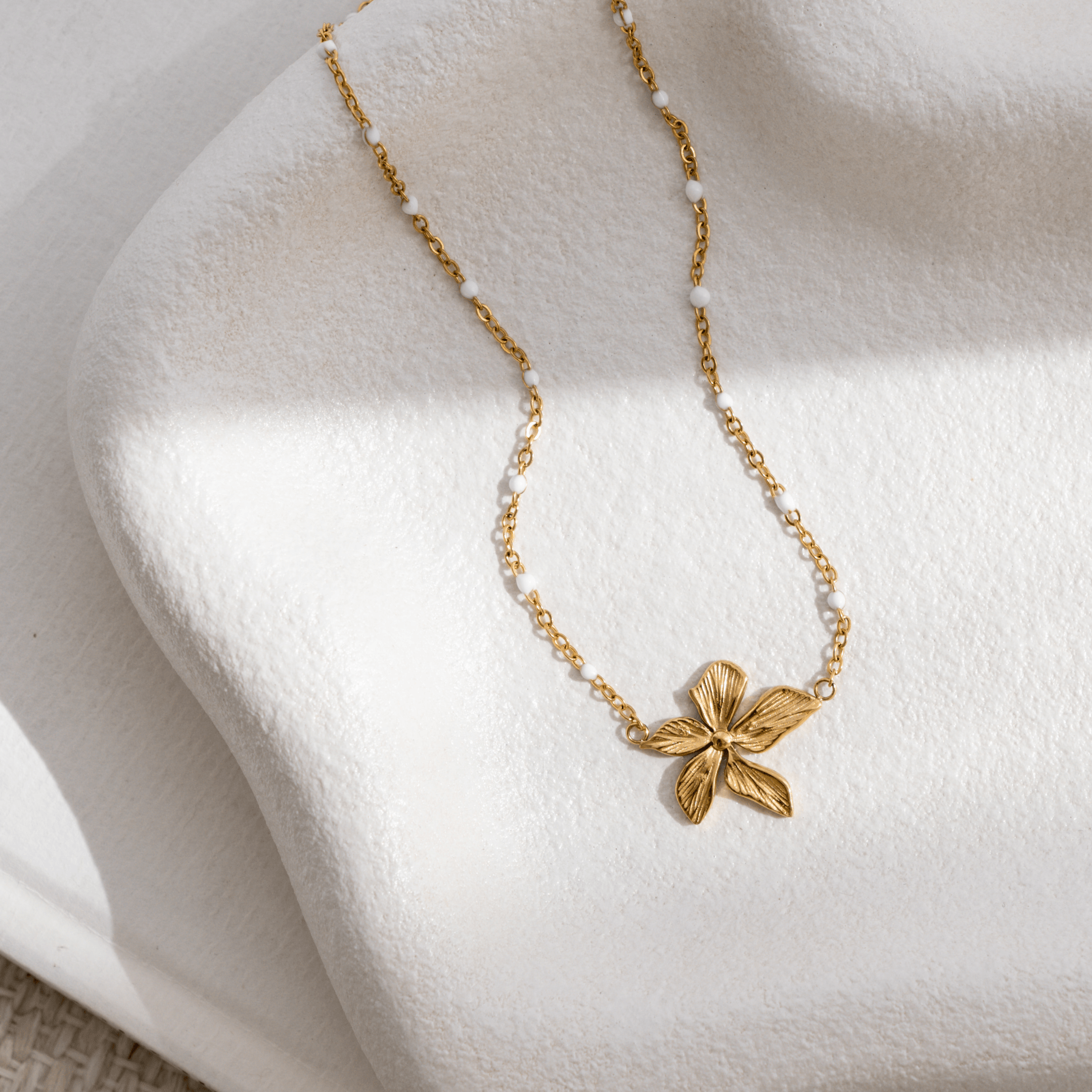 Melati Flower Necklace - flower, Gold, Pendant Necklace - Ocean Girl Art