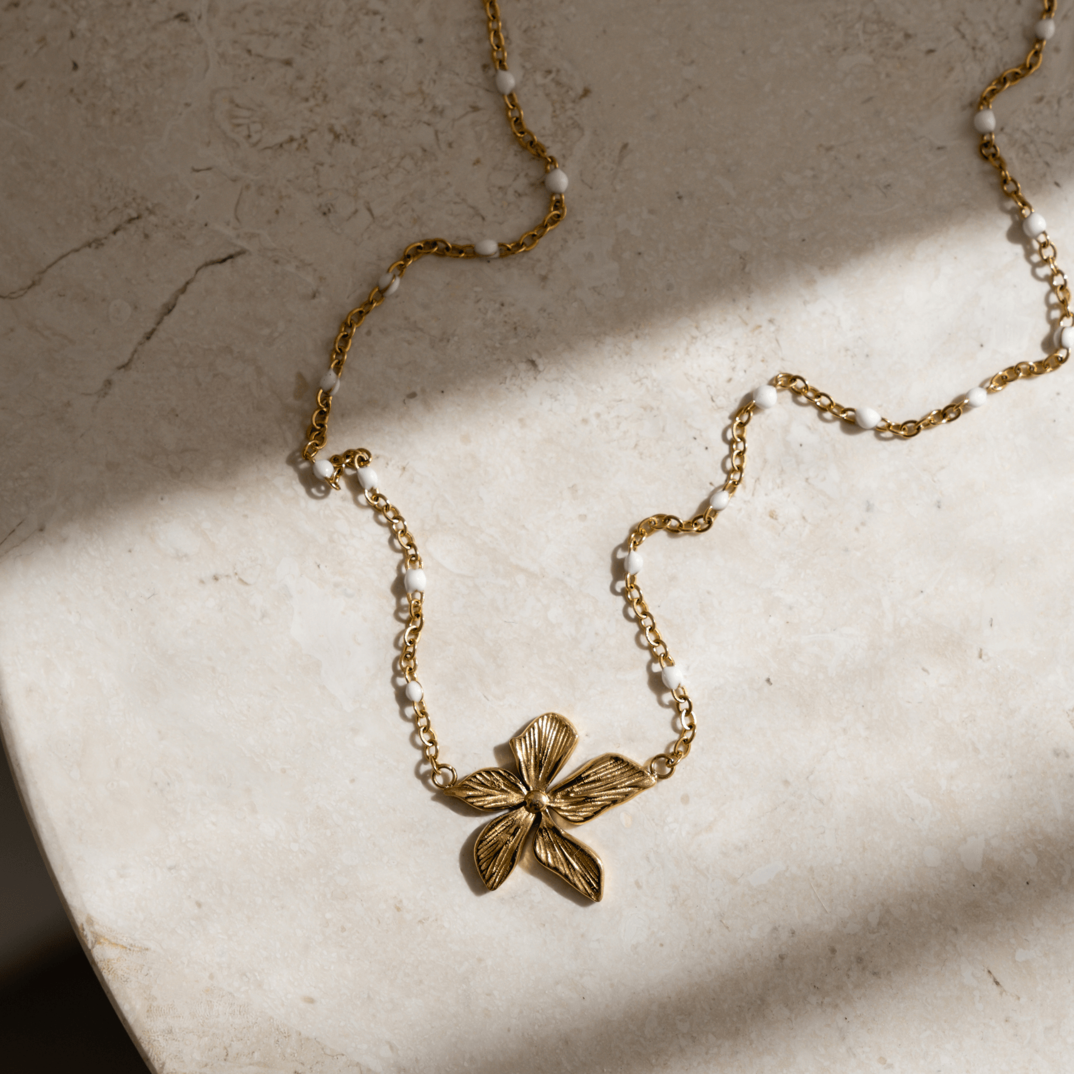 Melati Flower Necklace - flower, Gold, Pendant Necklace - Ocean Girl Art